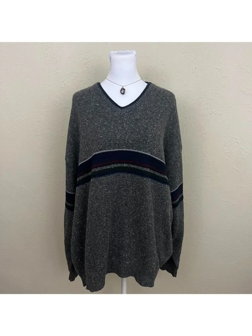 90s gray striped preppy indie skater sweater
